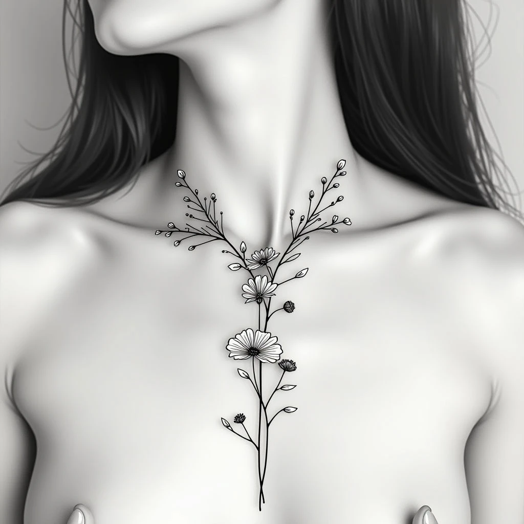 Simple Female Chest Tattoo Ideas