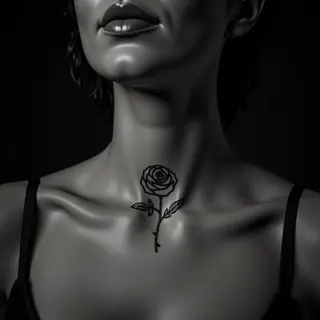 Small Black Rose Tattoo: Meaning & Fine Line Neck Designs