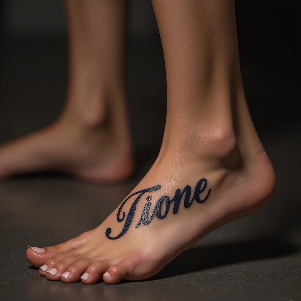 Stunning Fine Line Foot Tattoos in Blue & Gold (Large)