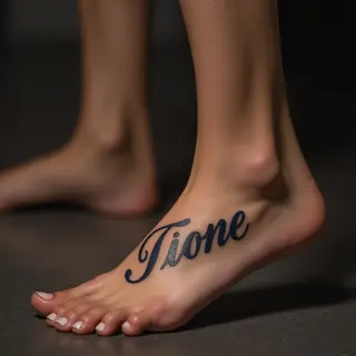 Stunning Fine Line Foot Tattoos in Blue & Gold (Large)
