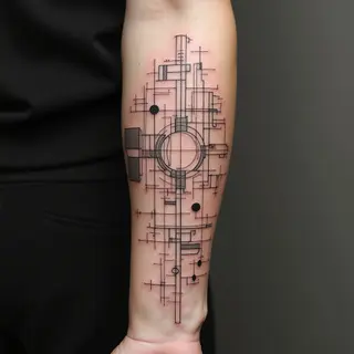 Blueprint Fine Line Tattoo Design