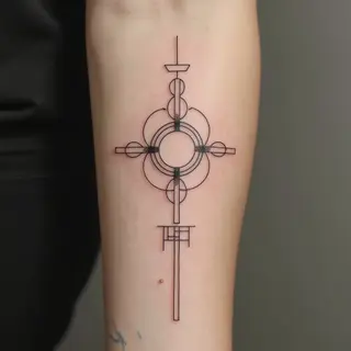 Geometric Abstraction: A Fine Line Tattoo Exploration