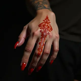Bold Ornamental Finger Tattoos for Women