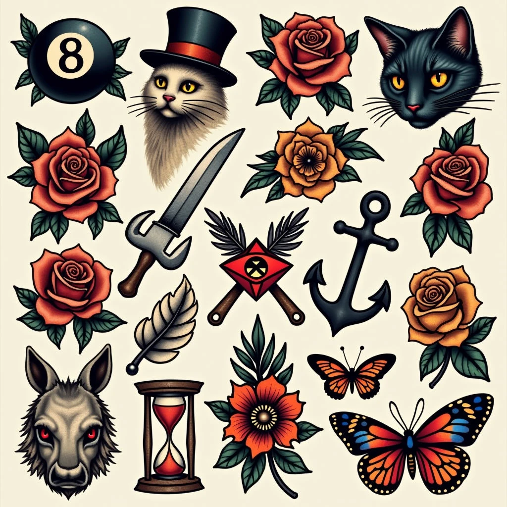 Classic Flash Sheet Tattoo Design