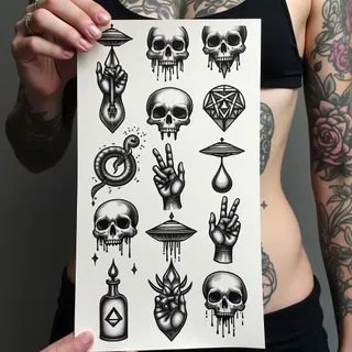 Occult Flash Sheet Tattoo Designs