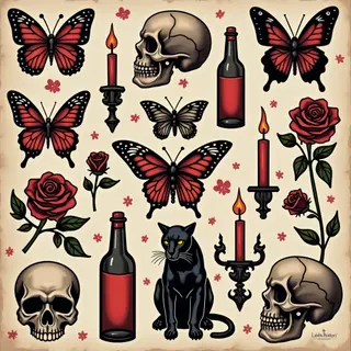 Vintage Flash Tattoo Sheet Design