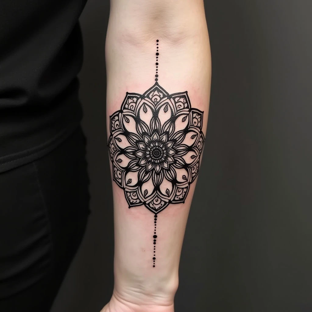 Geometric Dotwork Mandala Flash Tattoo Design