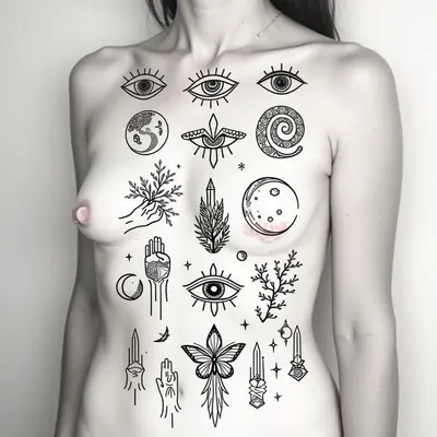Mystical Nature Flash Tattoo Design