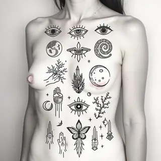 Mystical Nature Flash Tattoo Design