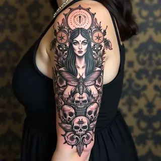 Occult Flash Tattoo Design: A Collage of Symbols