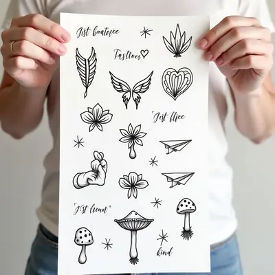 Flash Tattoo Sheet: Illustrative Line Work Inspiration