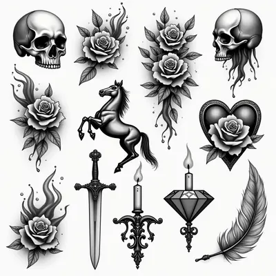 Symbolic Flash Tattoo Collection: A Study in Blackwork Tradition