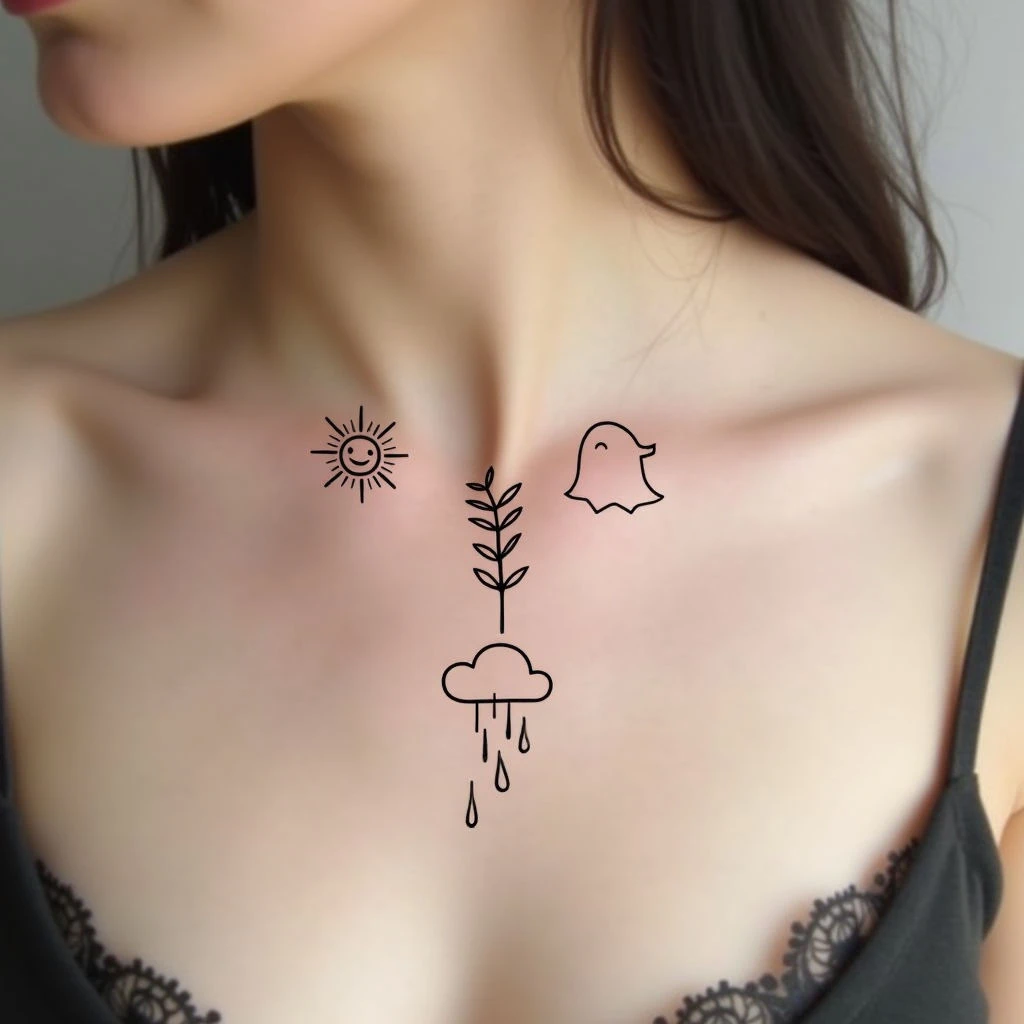 Minimalist Temporary Tattoo Collection: Celestial & Nature Motifs