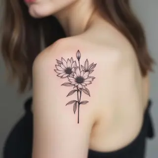 Delicate Floral Collar Bone Tattoo Design