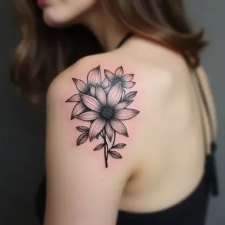Elegant Floral Shoulder Tattoo Design
