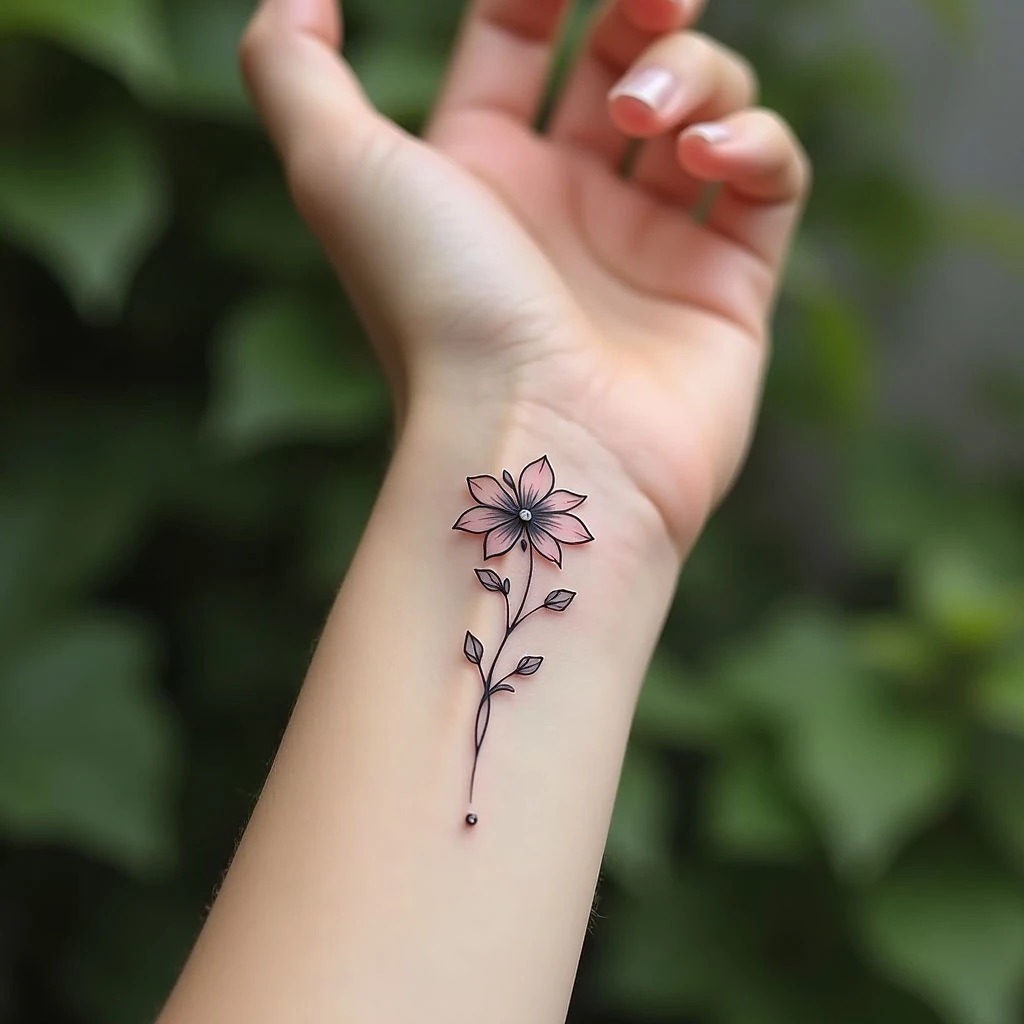 Delicate Floral Wrist Tattoo Design