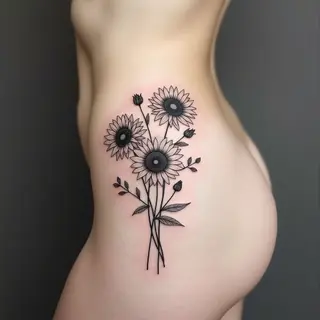 Elegant Floral Hip Tattoo Design