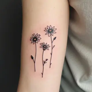 Delicate Floral Outline Tattoo Design