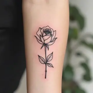 Minimalist Rose Tattoo on Forearm