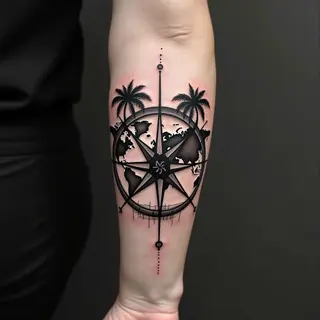 Compass and Map Tattoo Design for Men