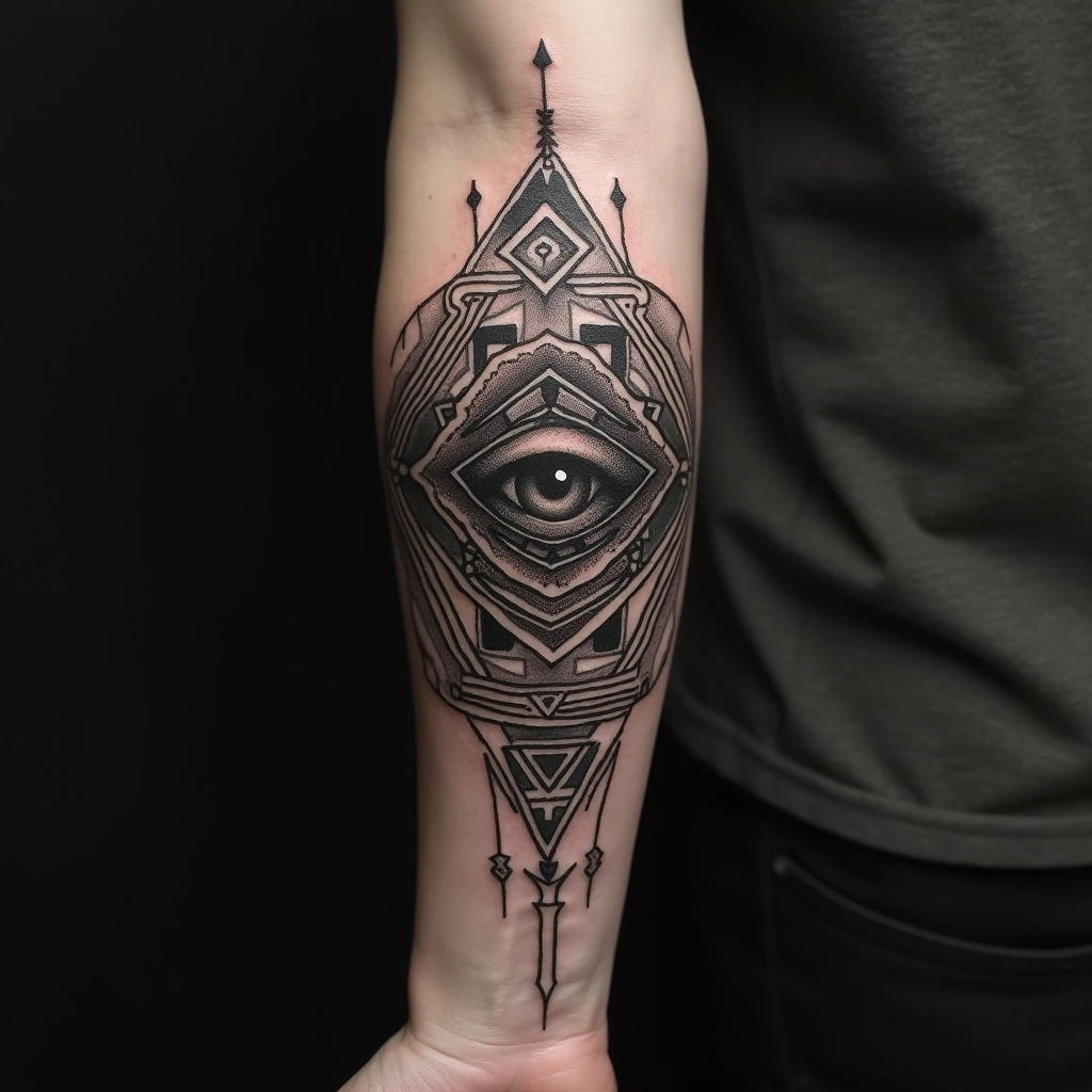 Intricate Geometric Sleeve Tattoo Design