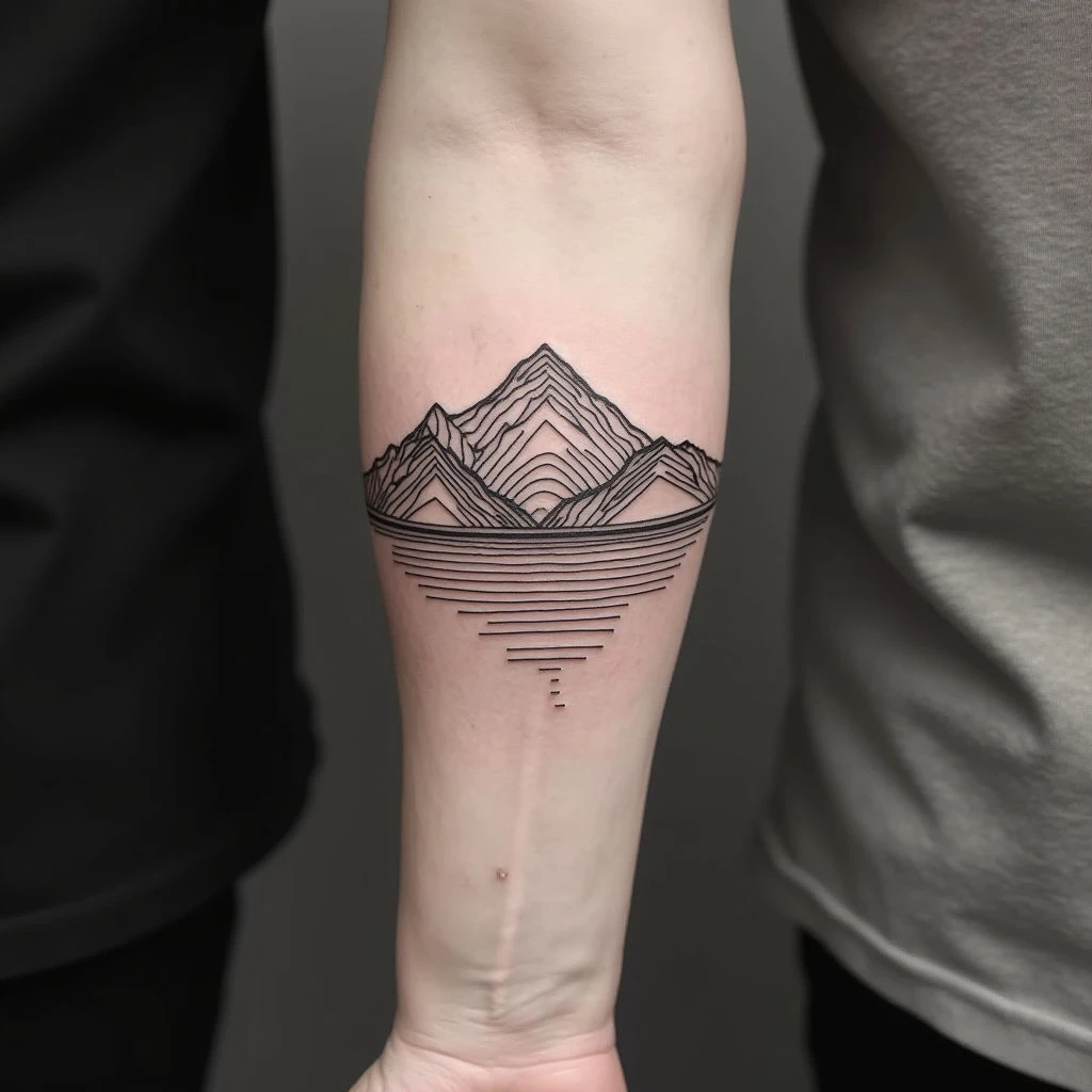 Geometric Landscape Forearm Tattoo Design