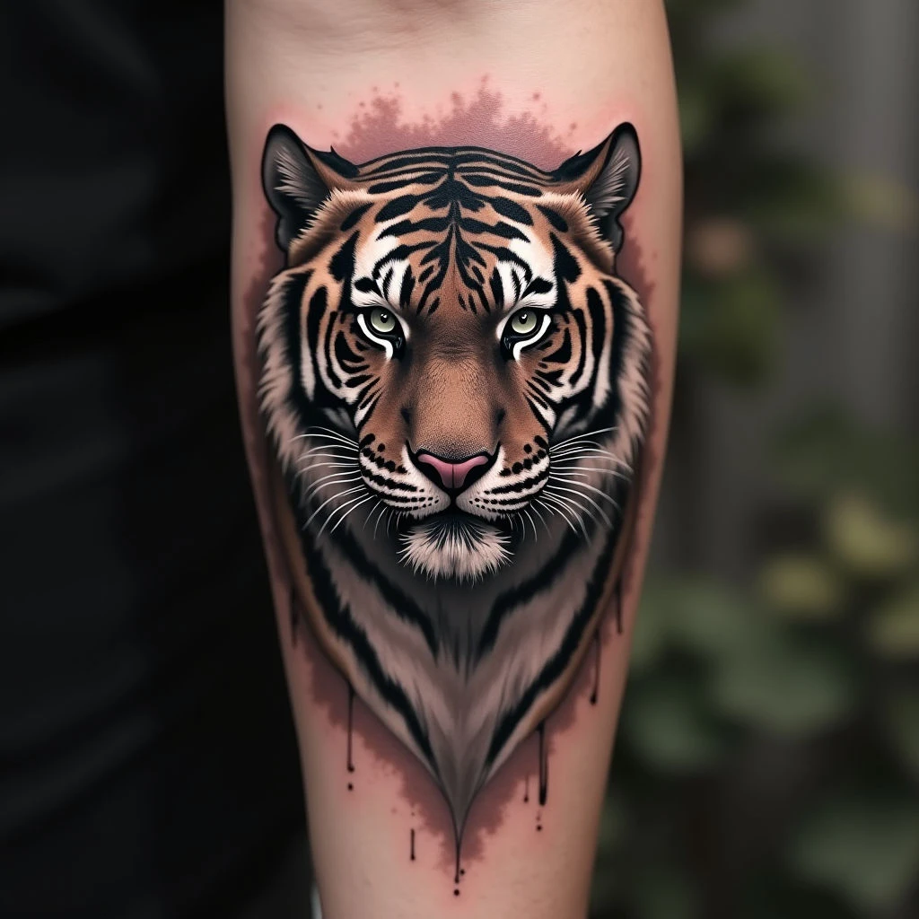 Realistic Tiger Tattoo on Forearm