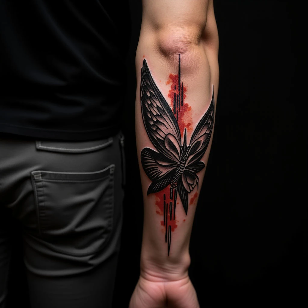 Classic Black & White Old School Flash Tattoo for Your Forearm