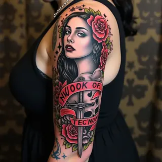 Classic Full Sleeve Traditional Tattoo Design