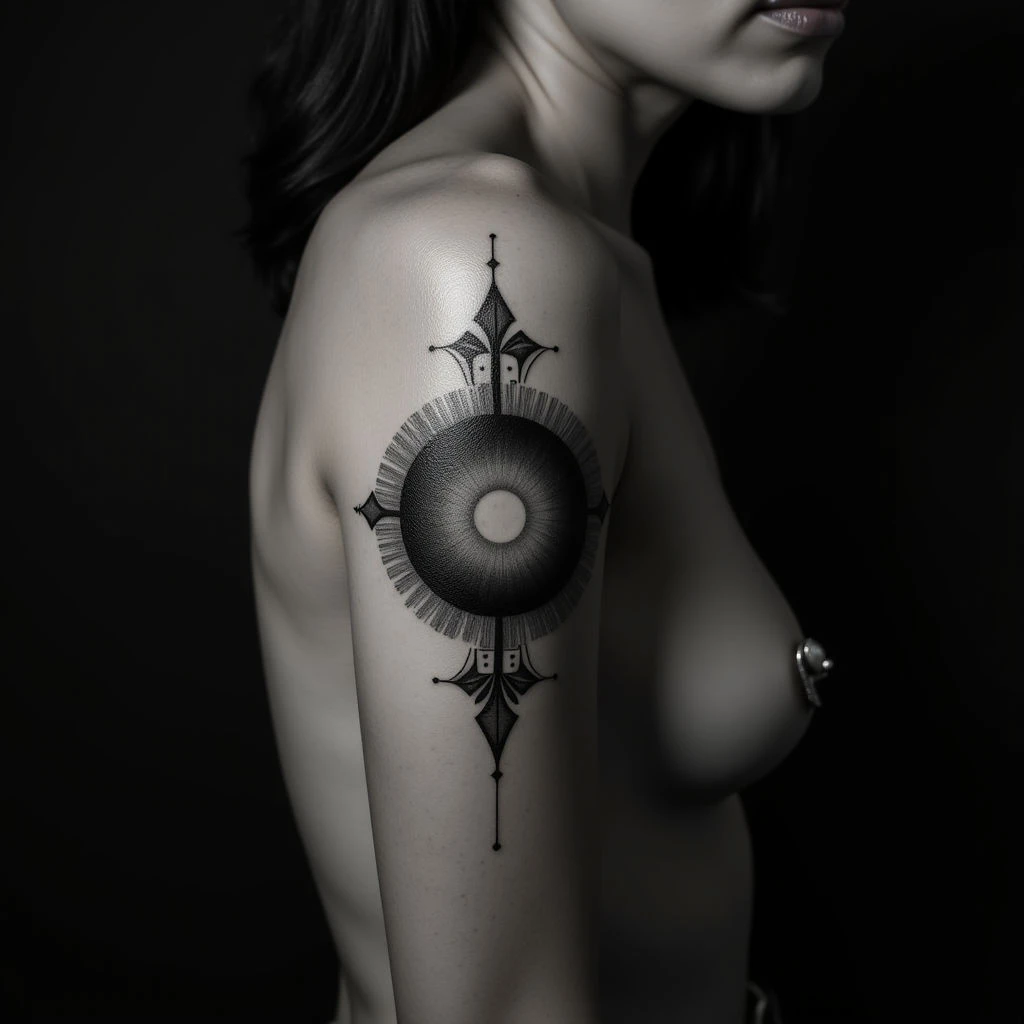 Feminine Abstract Geometric Back Tattoos