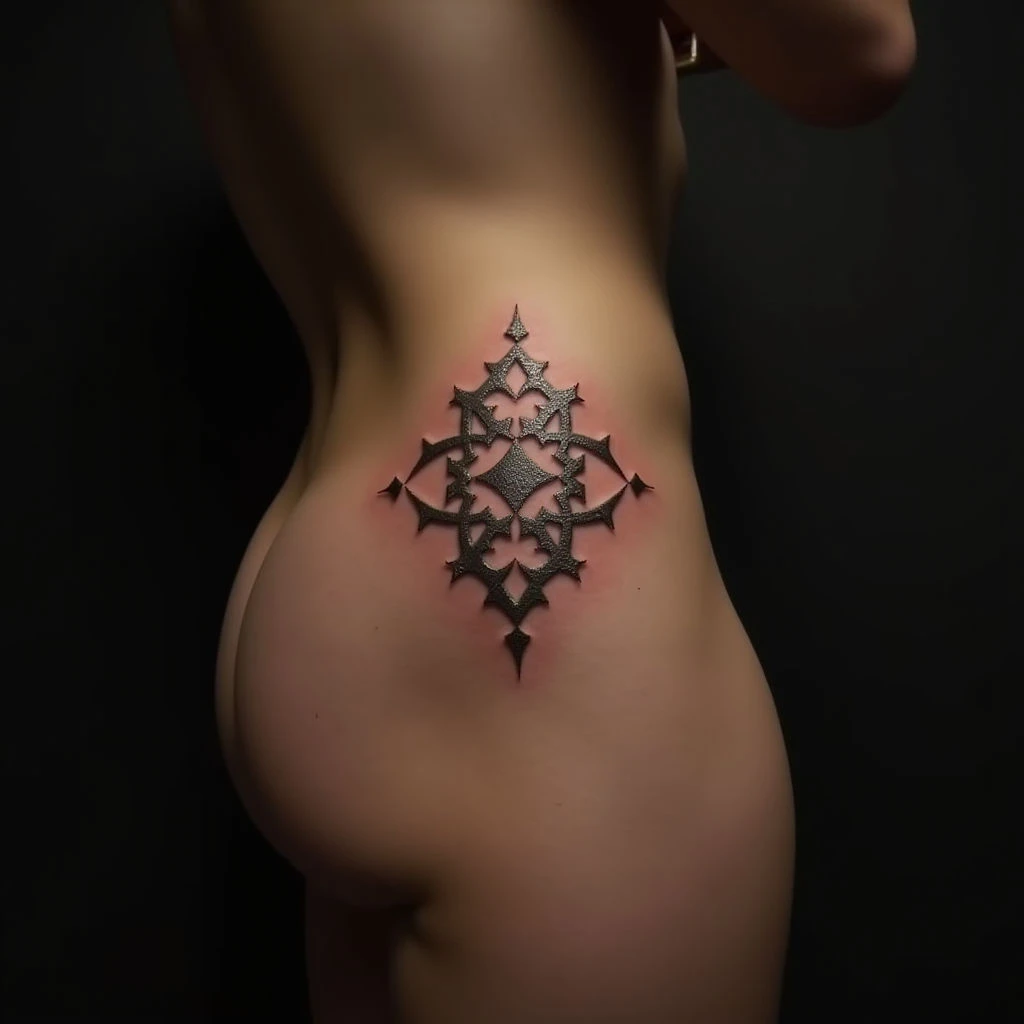 Unique Abstract Ribcage Tattoos: Metallic Geometric Designs