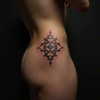 Unique Abstract Ribcage Tattoos: Metallic Geometric Designs