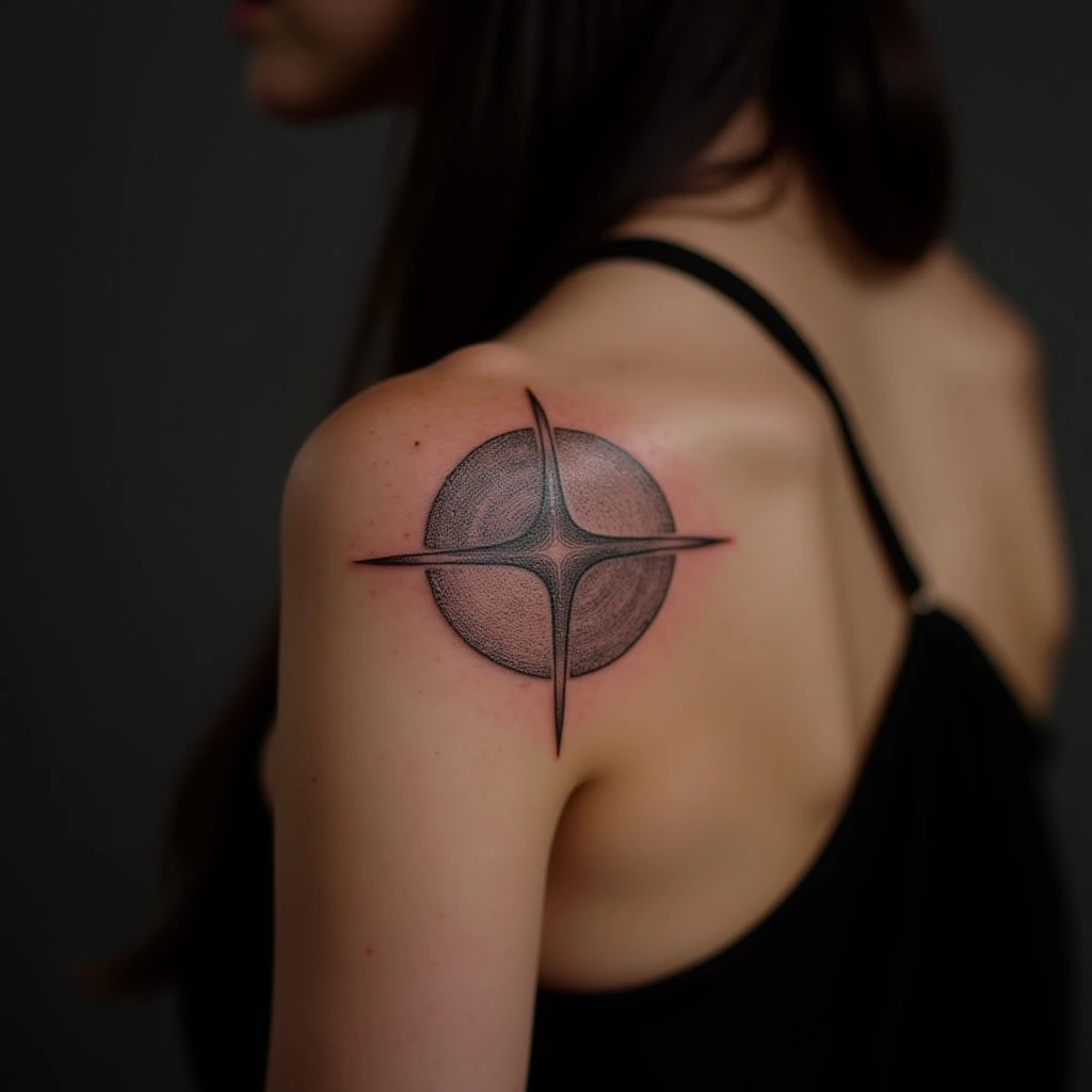 Delicate White Abstract Geometric Shoulder Tattoos for Women