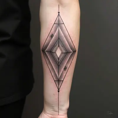 Geometric Abstract Tattoo Design on Forearm