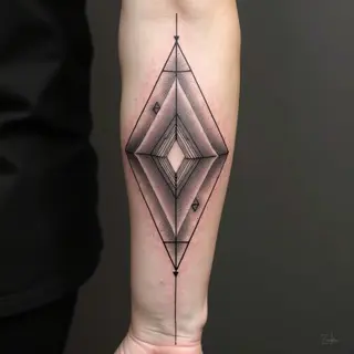 Geometric Abstract Tattoo Design on Forearm