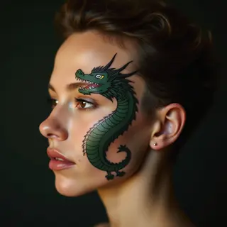 Tiny Dragon Face Tattoos: Minimalist Geometric Inspiration