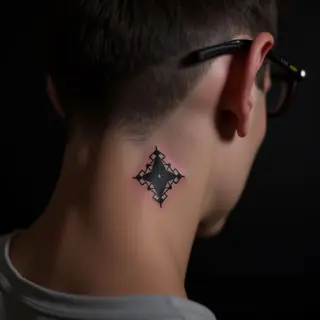Geometric Father & Son Tattoos: Small Behind-Ear Ideas