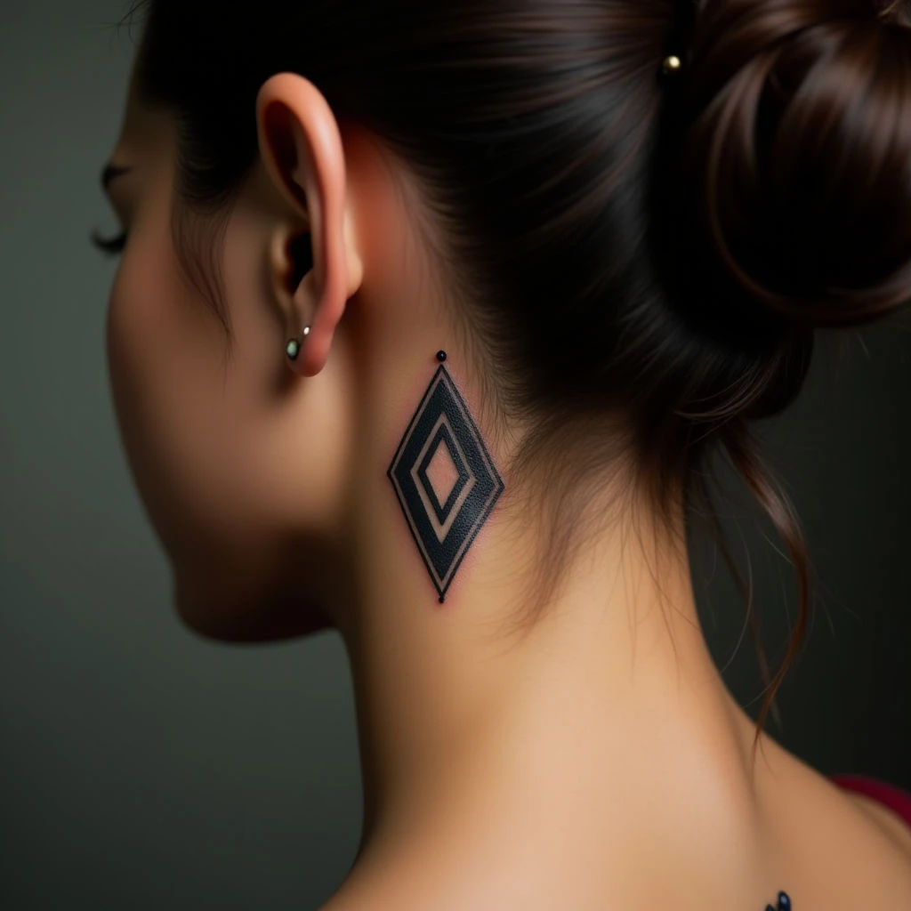 Geometric Father & Daughter Tattoos: Behind the Ear Ideas