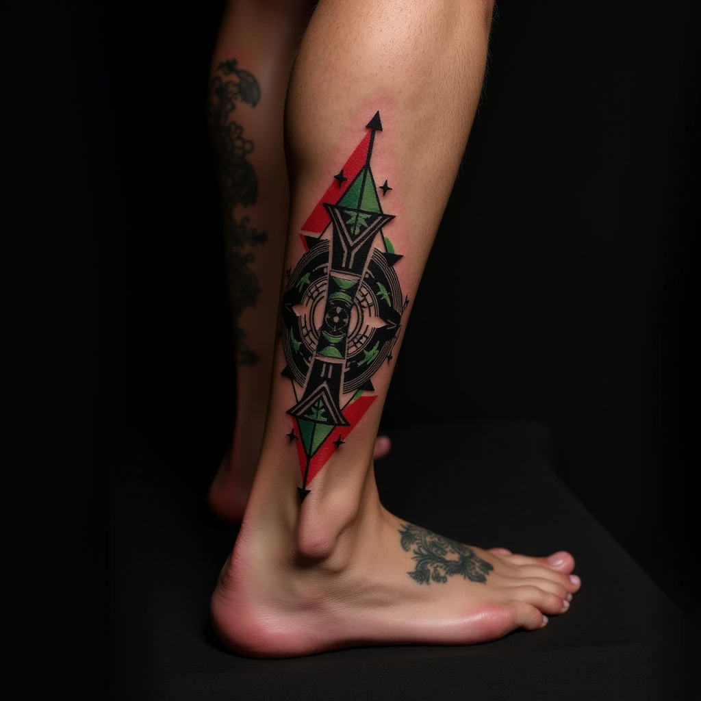 Biomechanical Ankle Sleeve Tattoos: Bold & Geometric Designs