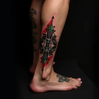 Biomechanical Ankle Sleeve Tattoos: Bold & Geometric Designs