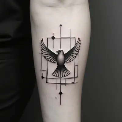 Geometric Bird Tattoo: A Study in Line and Form