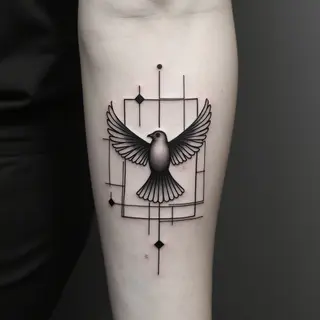 Geometric Bird Tattoo: A Study in Line and Form