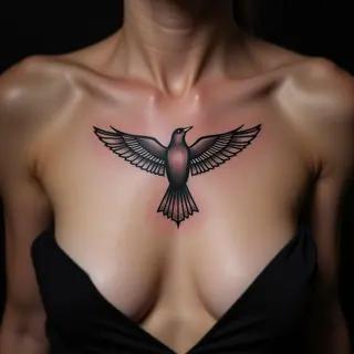 Small Bird Tattoos for Women: Geometric Sternum Inspiration
