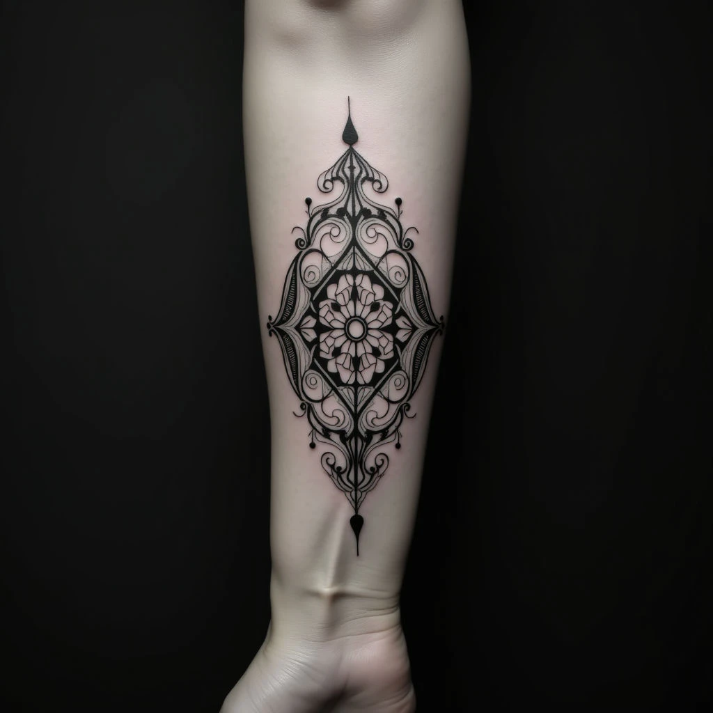 Delicate Geometric Ankle Tattoos: Blackwork Inspiration