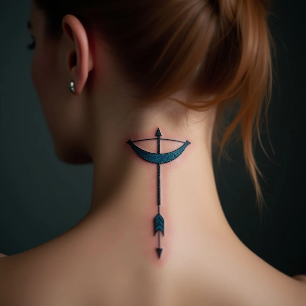 Blue Geometric Bow & Arrow Tattoo Ideas