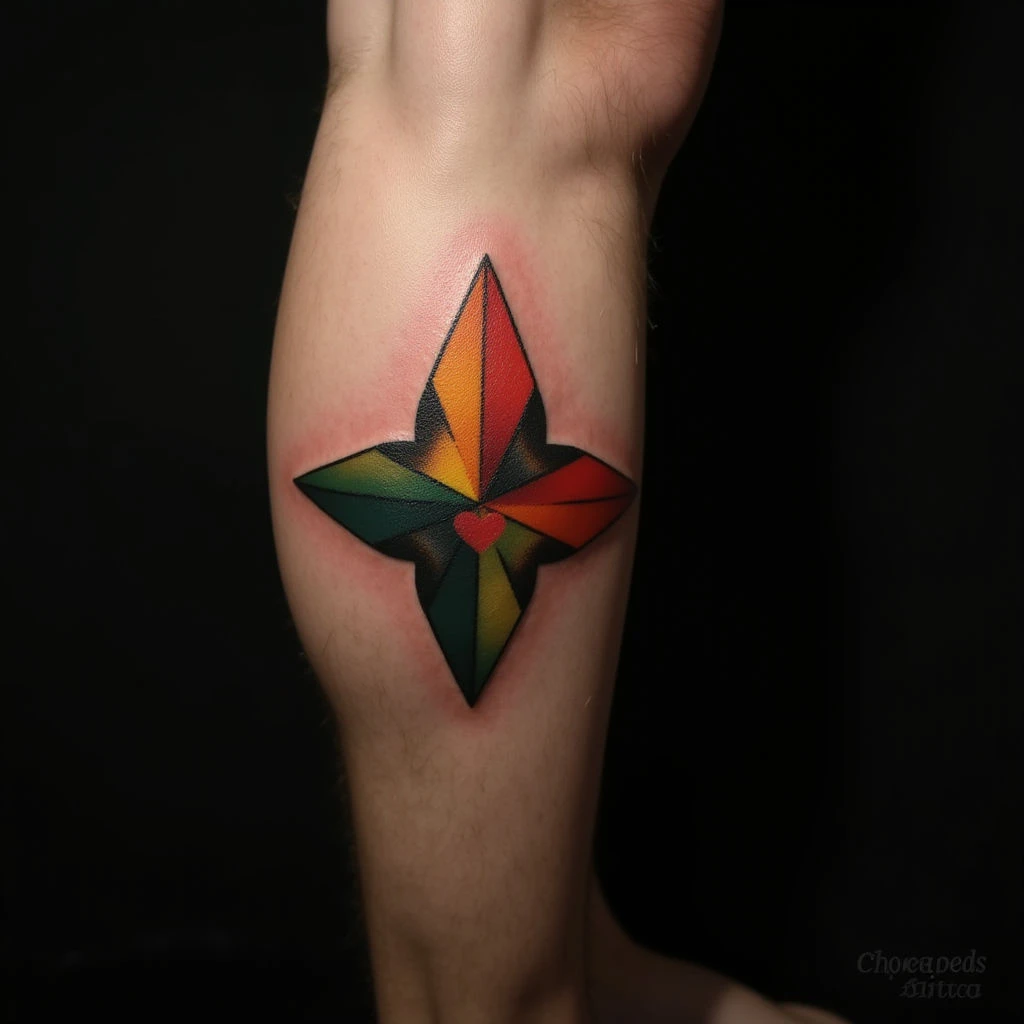 Geometric Family Symbol Tattoos for Men - Calf Designs