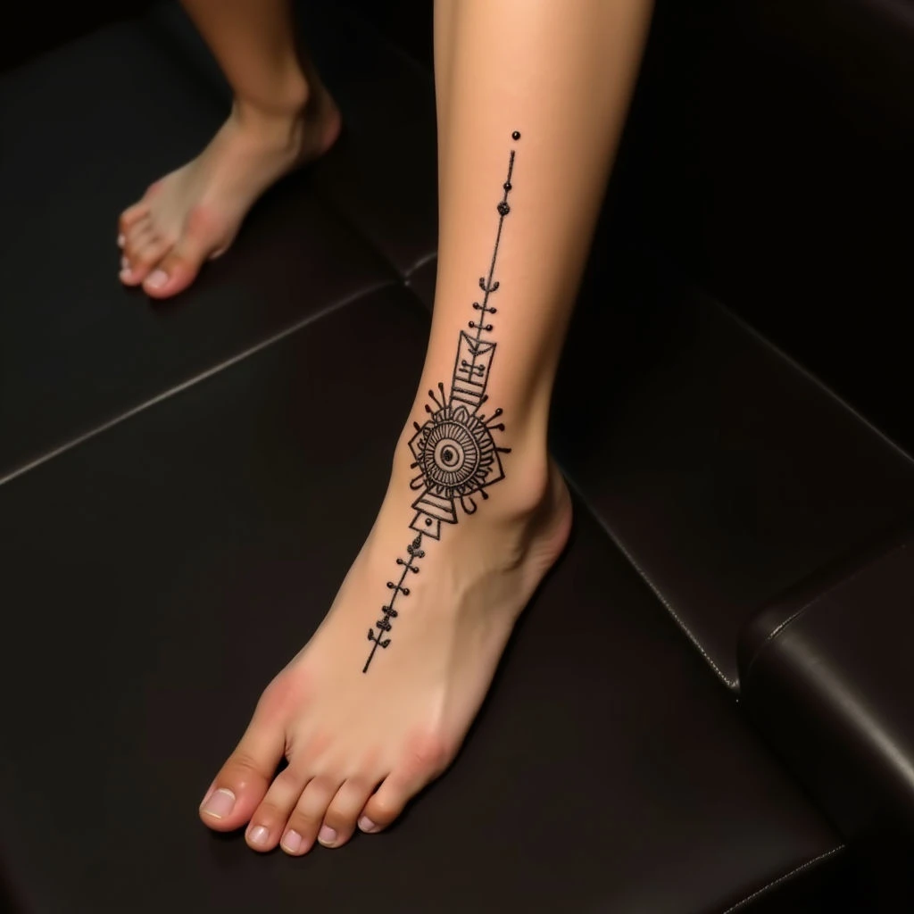 Simple Mehndi Calf Tattoos: Geometric Inspiration for Minimalist Art