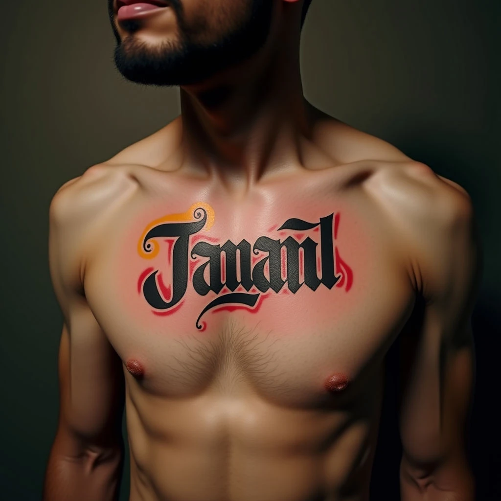 Geometric Chest Name Tattoos for Men: Unique & Stylish Designs