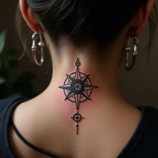 Geometric Compass Tattoo: Meaning & Behind-Ear Placement