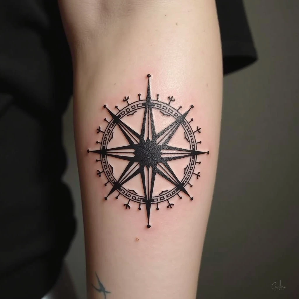 Geometric Compass Tattoo: A Journey of Direction and Precision
